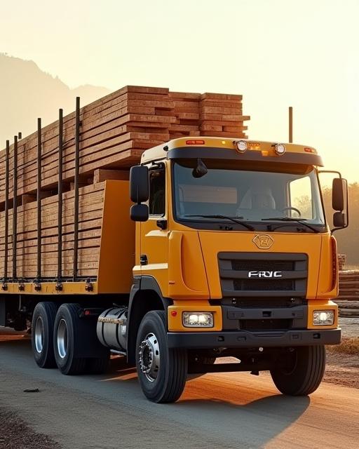 Heavy duty flatbed tailored for lumber transport